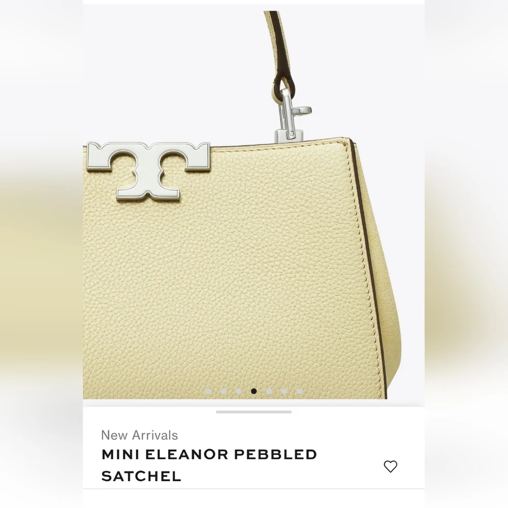 NWT Tory Burch Mini Eleanor Pebbled Satchel. Lemon Sugar. - Picture 11 of 11